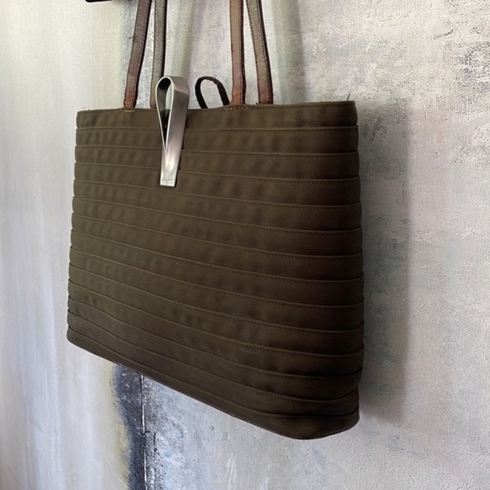 Chic KENZO Italy Brown Pagodon Cotton Tote - Picture 2 of 13